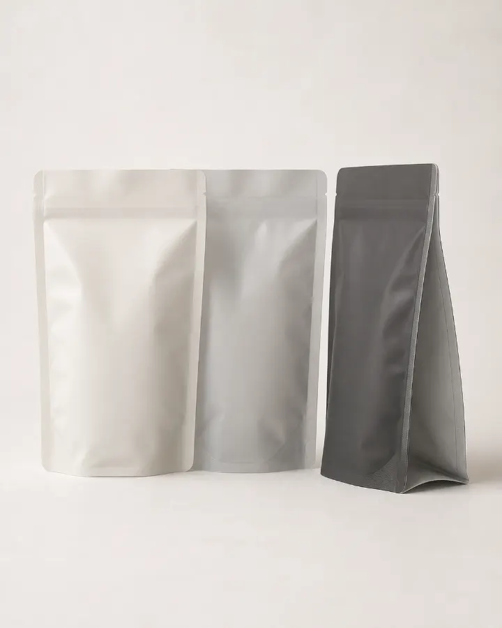Unbranded mono-material polyethylene flexible pouches