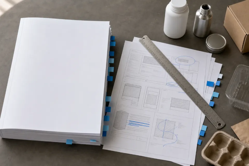 Tabulated regulation working document with marked-up annexes and packaging samples
